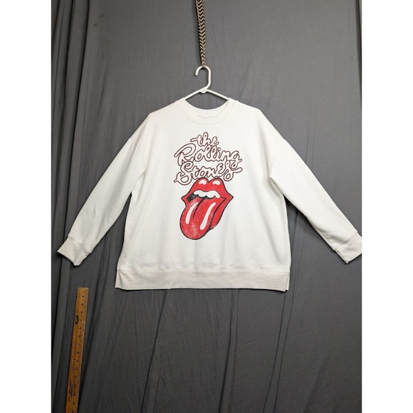 the Rolling Stones Sweaters - Rolling Stones White Classic Tongue Logo Sweater Size 0X (14W)